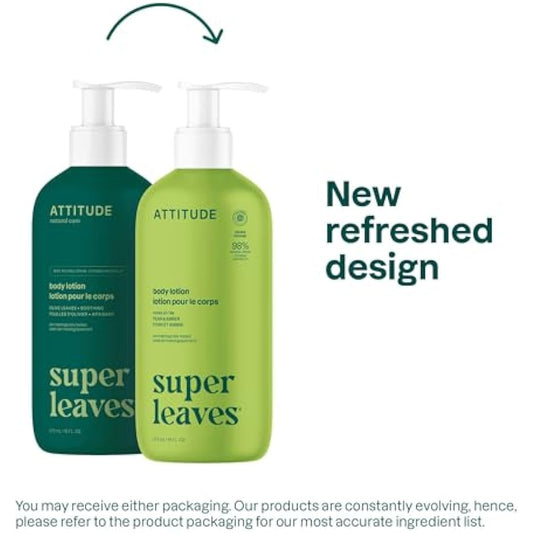 ATTITUDE Body Lotion, EWG Verified Moisturizer, Vegan Skin Care Products, Non-Greasy, Hydrating for Dry Skin, Olive Leaves, 473 mL