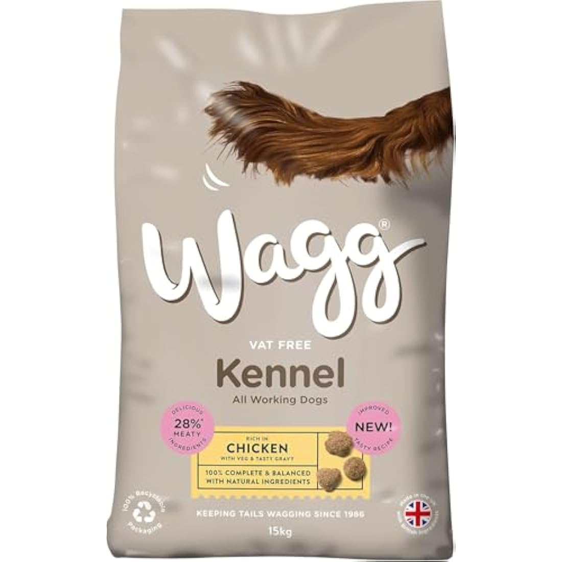 Wagg Kennel Complete Dry Adult Dog Food Chicken & Veg 15kg - Meaty Ingredients Come 1st