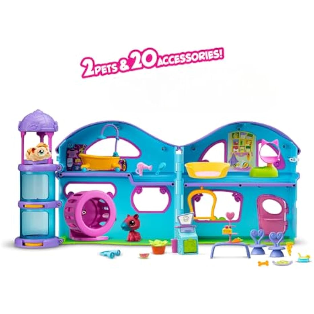 Littlest Pet Shop Series 2 Pet Shop Playset | LPS Playset With 2 Pet Mini Figures 20 Accessories 1 Collector Card And 1 Virtual Code | Animal Collectable Kids Toys For Girls And Boys