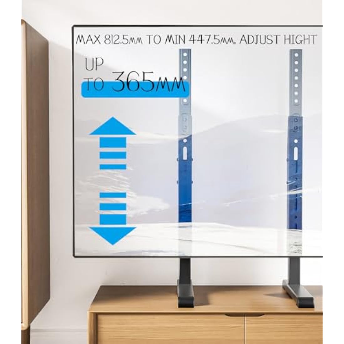 Universal TV Stand, Table Top TV Stand Base Wobble-Free Replacement for Most 24 to 80 Inch LCD LED TVs, 7 Height Adjustable TV Legs Hold up to 68kg, Max VESA 800x500mm, Black AX10TB02