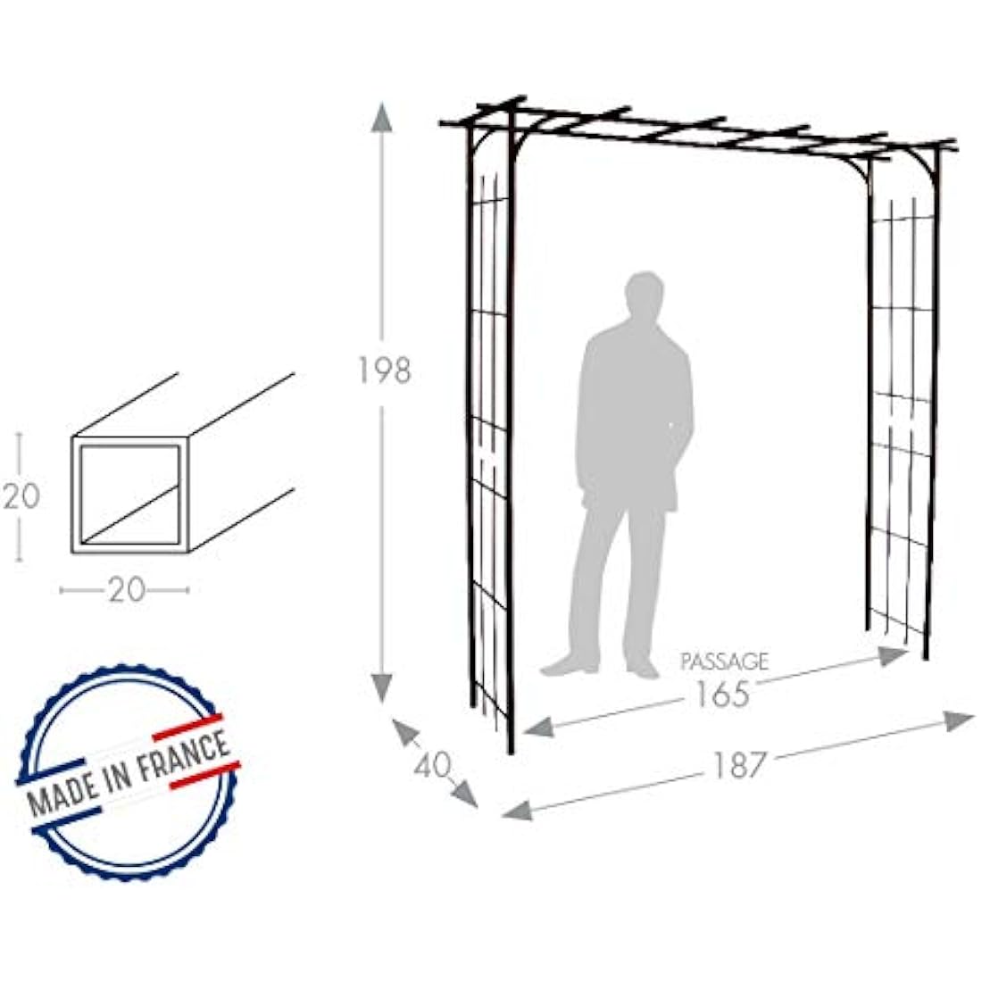 Louis Moulin 3289920030367 Large Iron Pergola for Climbing Plants 187 x 40 x 198 cm