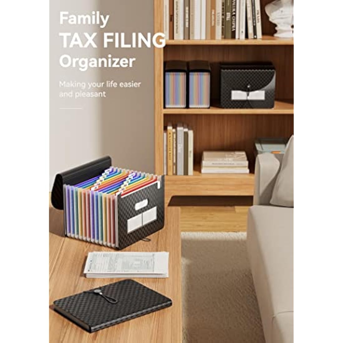 ABC life Expanding File Organisers with Grid Pattern,13 Pockets Filling Boxes Document Organiser, Accordion A4 Desk Folders Expandable, Portable Files Wallets Plastic Documents Bills Storage Box