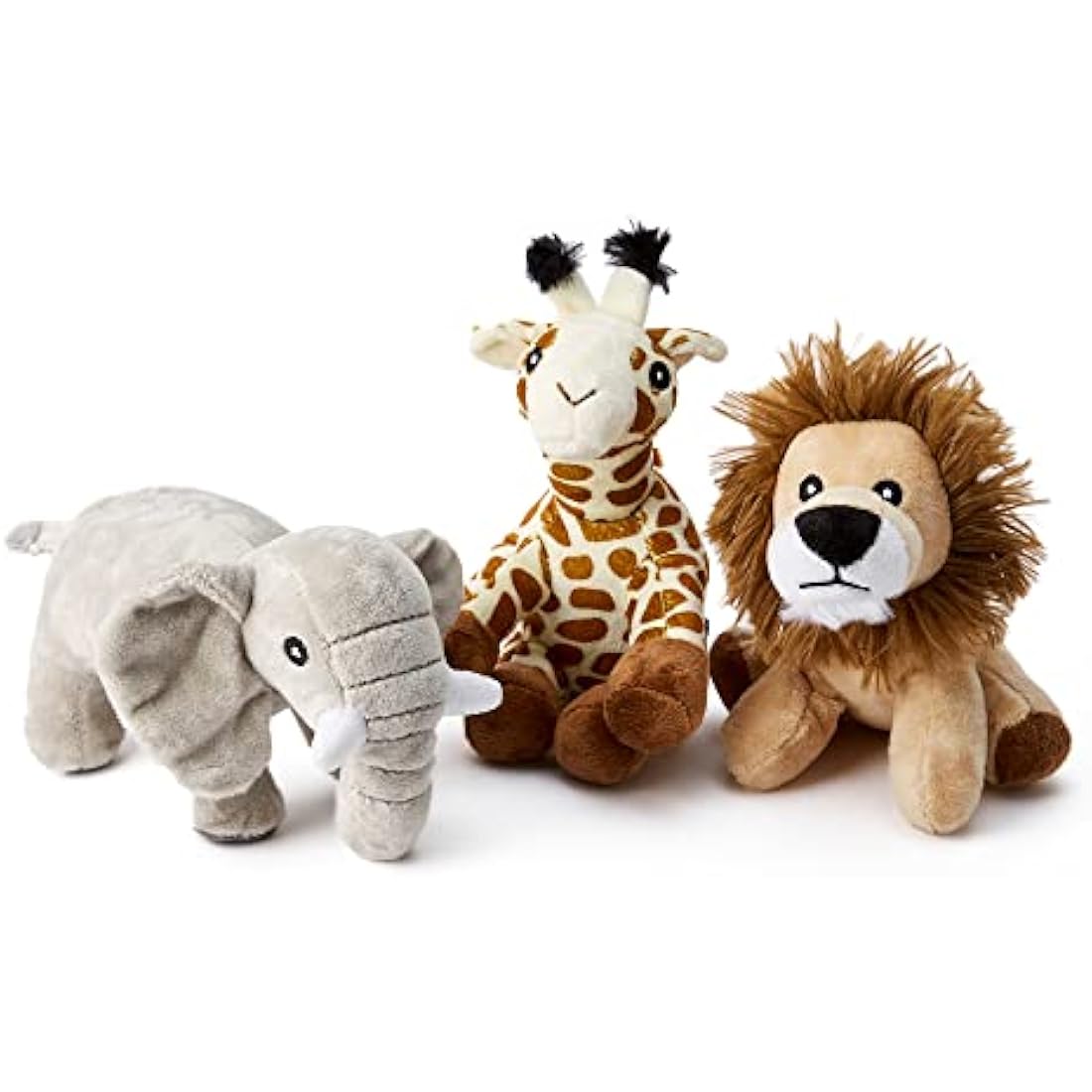 Zappi Co x3 Triple Pack of Childrens Playful Soft Cuddly Plush Toy realistic life like (12-15CM/5-6 Inches) (Elephant + Giraffe +Lion)