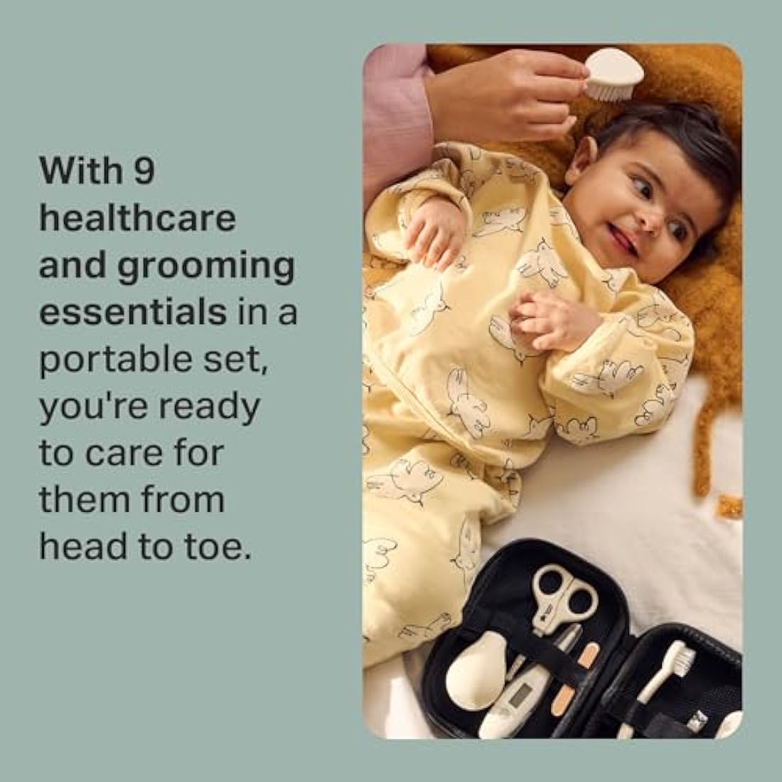 Tommee Tippee Baby Healthcare and Grooming Kit, 9X Essential Newborn Care Items for Home and Travel, Wipe-Clean and Waterproof Travel Case