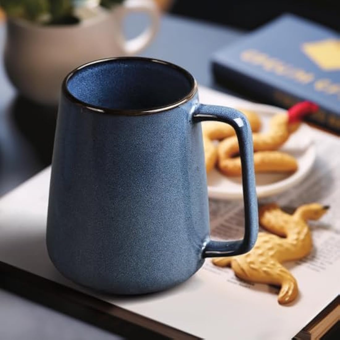 Ximoryn Set of 4 700ML Large Blue Ceramic Coffee Mugs with Big Handles - Extra Jumbo Tea Cup Mug for Office and Home, Gift and Present