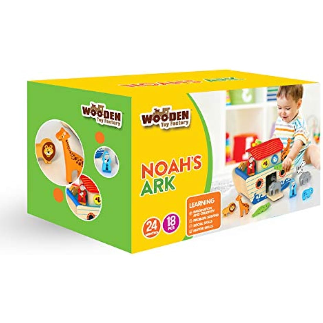The Wooden Toy Factory - Noah's Ark Playset Wooden Shape Sorter - Educational Toy