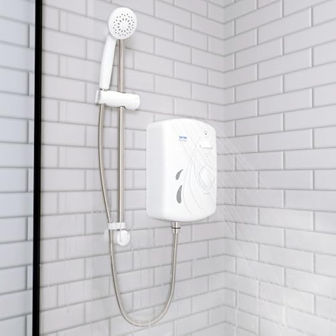 Triton Showers Seville, Shower Electric, 10.5 KW, White, Instant Hot Water, Replacement Shower, Anti Twist Hose, Bathroom Showering Unit