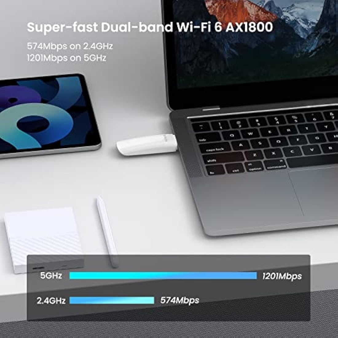 Tenda AX1800 Wi-Fi 6 Dongle – USB 3.0 Wi-Fi Adapter – Dual Band MU-MIMO 1800Mbps for PC/Desktop/Laptop – Supports Windows 11 & 10 ONLY (U18)