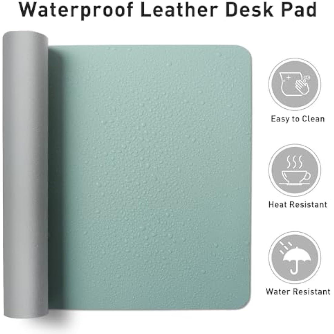 Aothia Leather Pad, Mouse Mat, Office Desk Mat, Non-Slip PU Leather Desk, Laptop Desk Pad, Waterproof Desk Writing Pad for Office and Home (91 cm x 43 cm, Light Blue)
