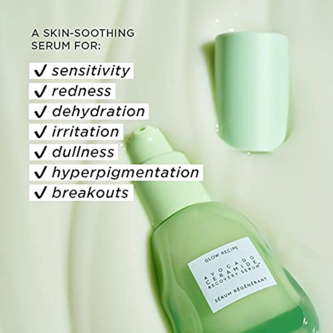 Glow Recipe Avocado Ceramide Recovery Serum - Antioxidant-Rich Face Serum for Sensitive Skin with Avocado Butter + Avocado Extract, Reduces Visible Redness + Hyperpigmentation + Dry Skin (30ml / 1oz)