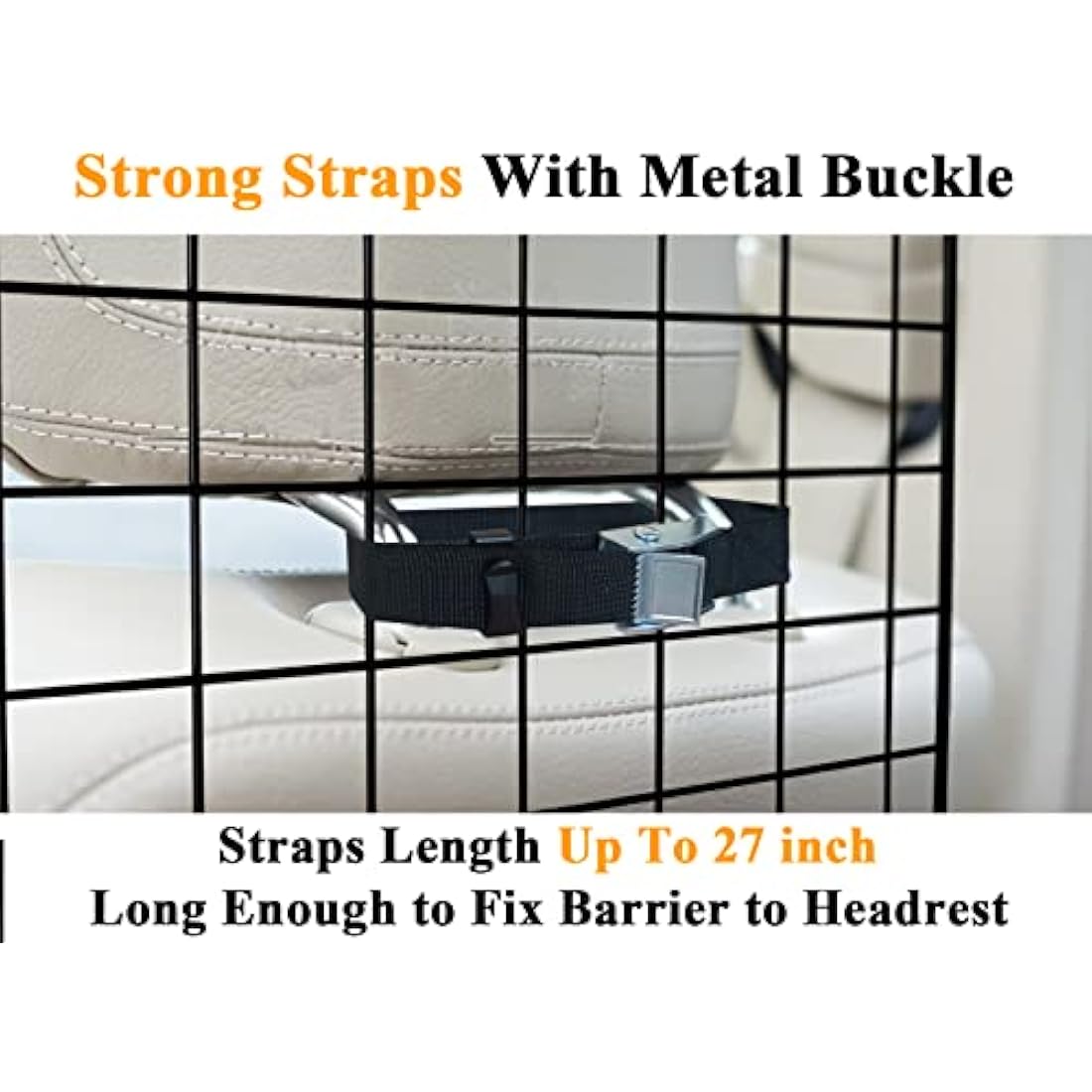 NOAMOO 38-66.5 Inches Dog Car Barrier for SUVs, Van, Vehicles, Adjustable Large Pet Barriers, Universal Fit Heavy-Duty Wire Mesh Dog Guard, Pet Divider Gate for Truck Cargo Area, Safety Car Divider