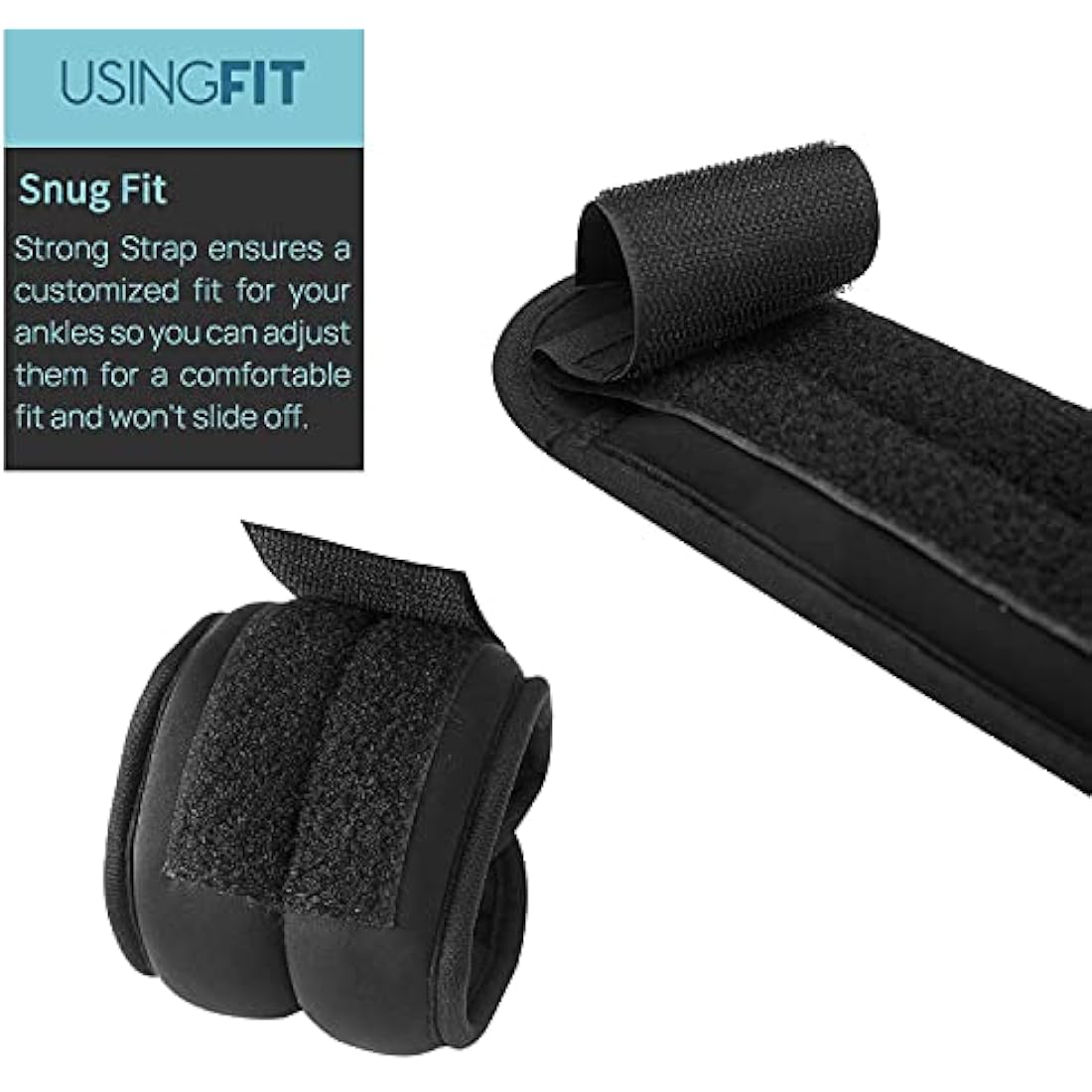 USINGFIT Ankle Weights Set for Men Wrist Weights for Women 2 * 0.5Kg / 2 * 1Kg / 2 * 1.5Kg / 2 * 2Kg Hand Leg Weight for Kids Sandbags Gym Fitness Running Walking Strength Training Equipment