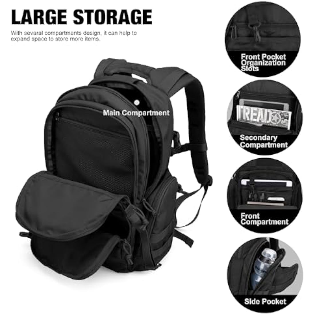 Mardingtop 25L Military Tactical Backpack Practical Rucksack for Men with Molle System Outdoor Hiking Backpack Army Backpack for Hiking, Traveling, Mountaining