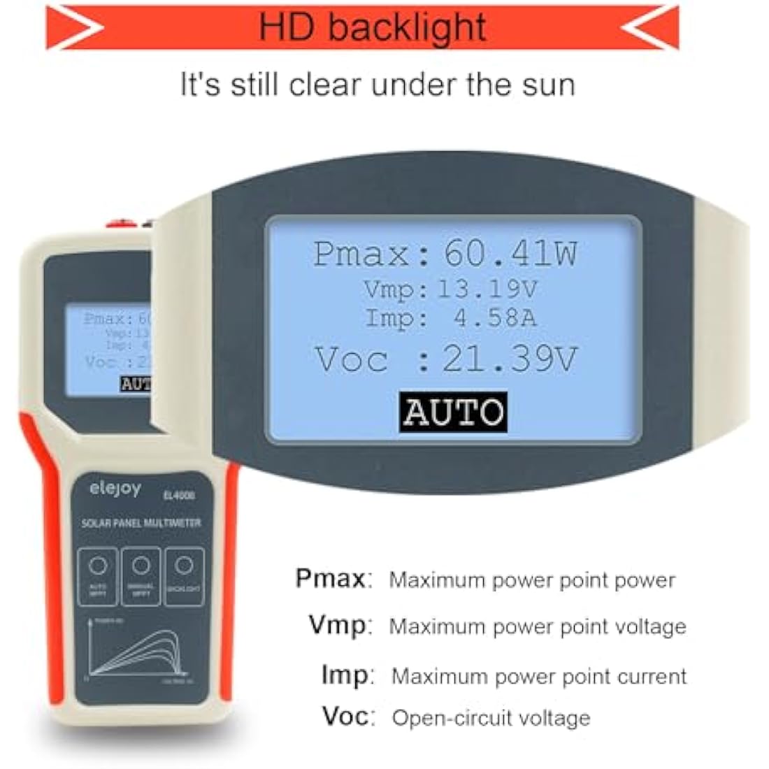 SolaMr 400W Solar Panel Smart Tester Auto/Manual MPPT Photovoltaic Panel Multimeter,Smart MPPT Open Circuit Voltage Troubleshooting Utility Tool for Solar PV Testing -EL400B