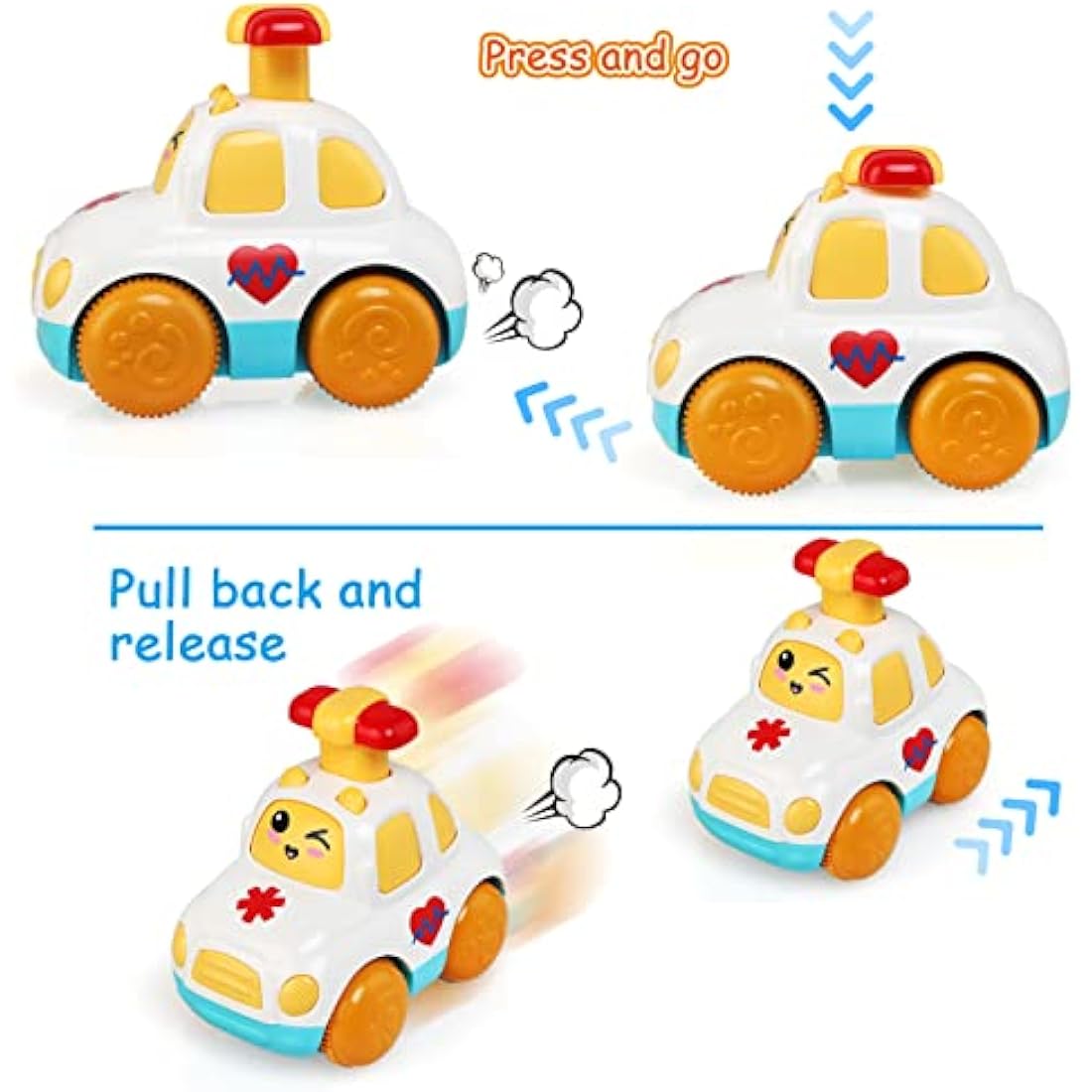 LEADSTAR Baby Toy Cars,Cartoon Wind up Cars for 1 Year Old Boy Gifts Press and Go Toddler Toy for Toddlers 1-3 Baby Toys 12-18 Months Gifts for 1 2 3 Year Old Boys Girls