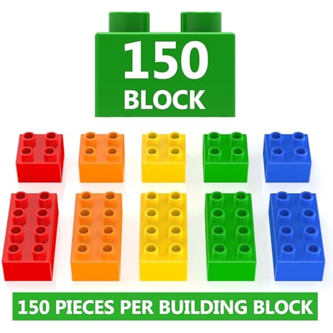 WYSWYG Big Building Blocks Sets for Age 3-5, Large Building Bricks Compatible with Duplo Building Bricks, Kid Building Blocks for Ages 3 4 5 6, Big Blocks Gifts for Boys Girls,150PCS.