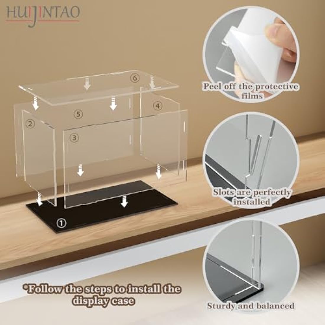 HUIJINTAO Clear Acrylic Display Case Countertop Box Cube Organizer Stand Dustproof Protection Showcase for Action Figures/Toys/Collectibles(12x10x10inch;30x25x25cm)