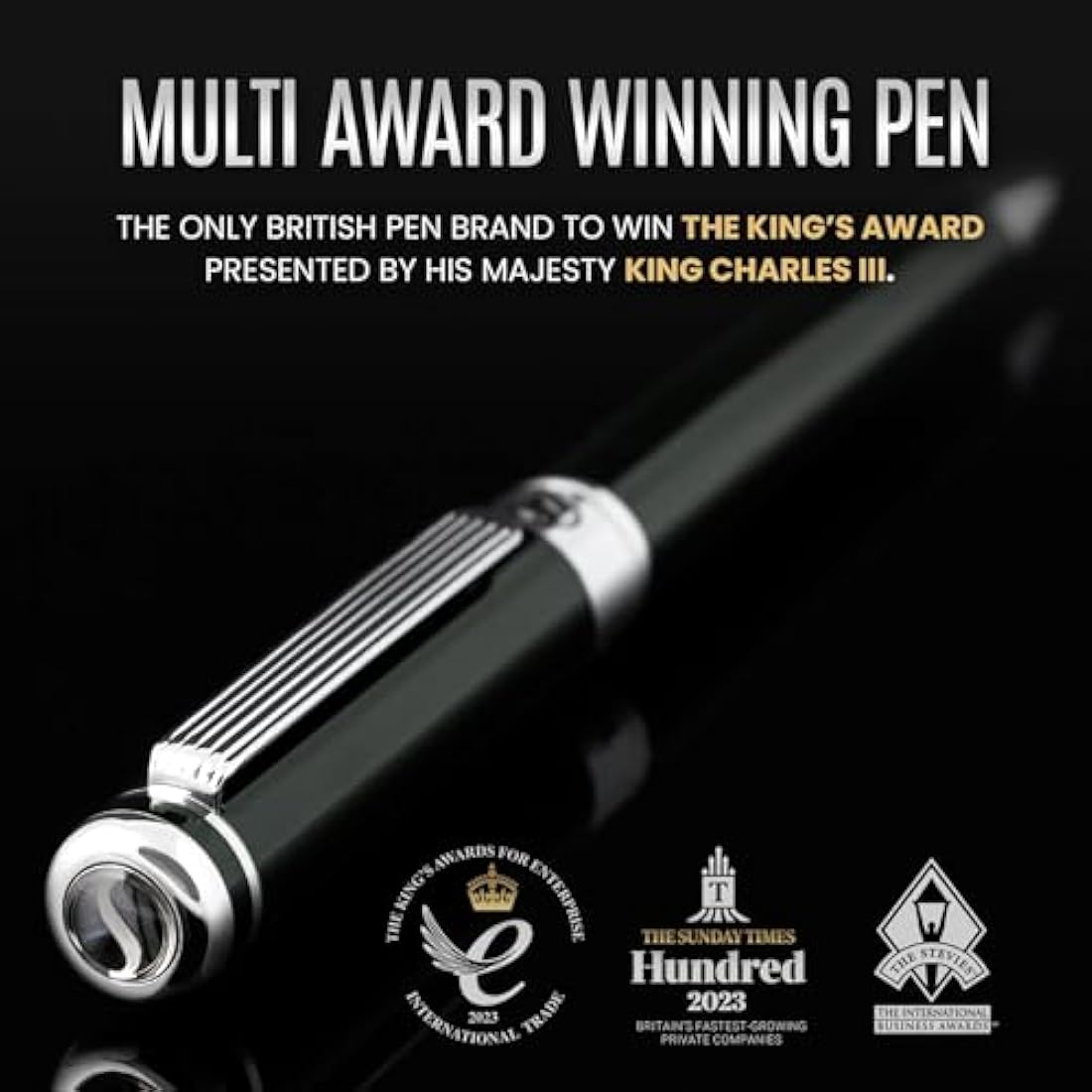 Scriveiner Black Green Ballpoint - BlackGreen Luxury Pen, Chrome Finish, Schmidt Black Refill, Best Ball Pen Gift Set for Men & Women, Professional Executive Office, Nice Designer Pen