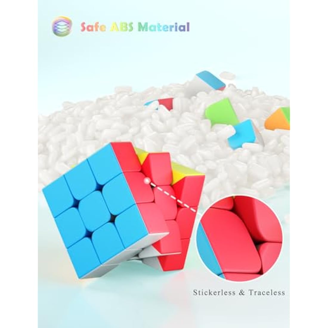 ROXENDA Speed Cube Set, 2X2 3X3 4X4 Pyramid Fast Cube Stickerless with Instruction [4 Pack] (Stickerless Cube Set)