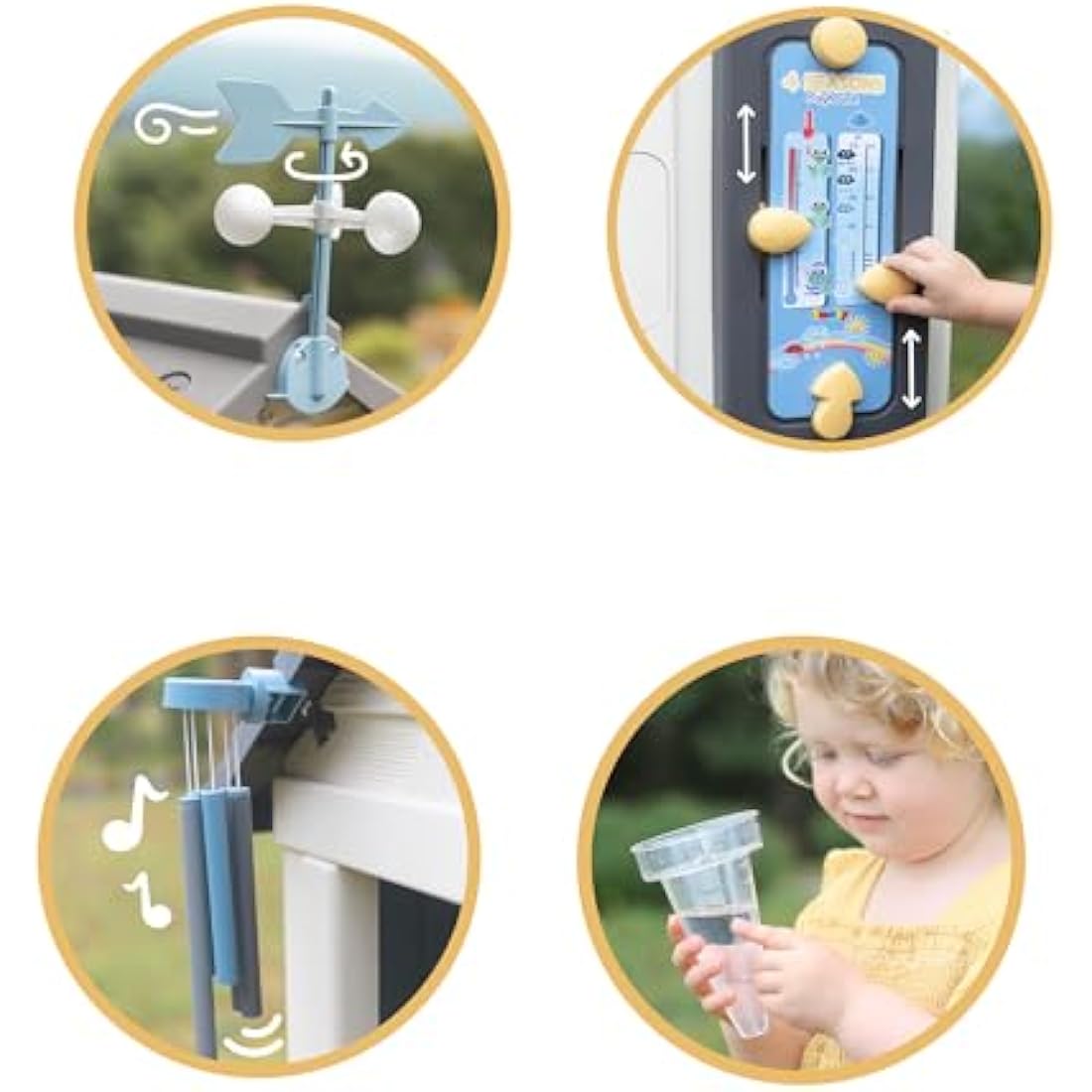Smoby - 4 Seasons Playhouse for Children includes playful weather activities, Educational outdoor garden house for Kids