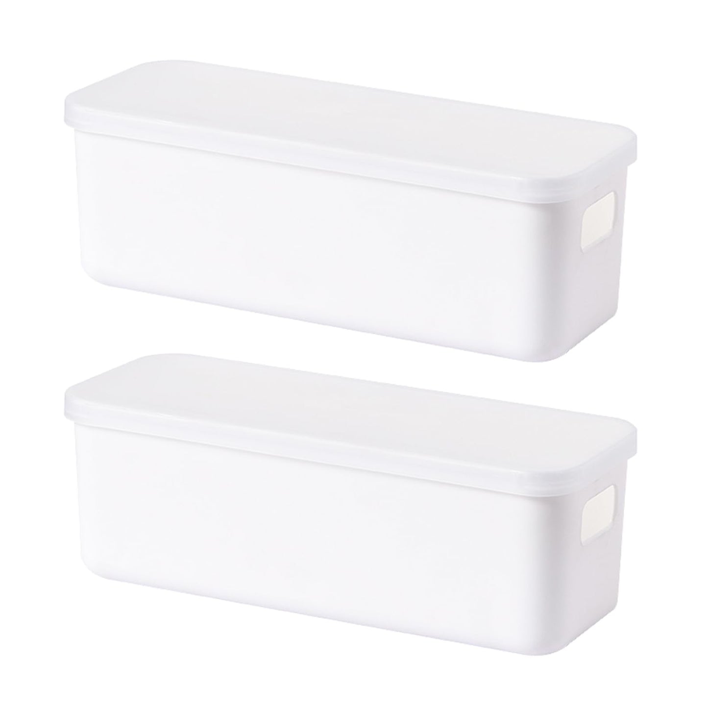 Bailtouk 2 Pcs Small Storage Box with Lid, White Plastic Storage Boxes