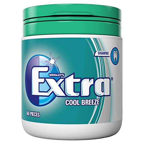 Wrigley's Extra Chewing Gum Bottle Sugar Free, Cool Breeze Flavour, 60 Pieces