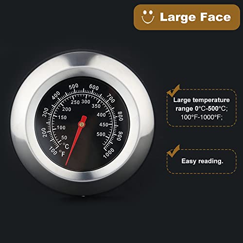 Mtsooning 1Pc 3" BBQ Thermometer Gauge Face 1000F Temperature Barbecue Charcoal Grill Smoker