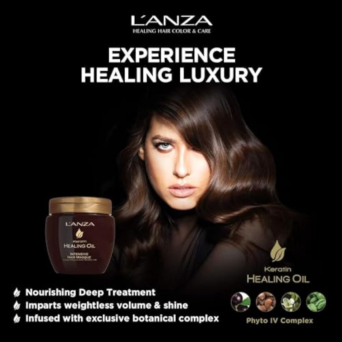 L'ANZA Keratin Healing Oil Intensive Hair Masque for Damaged Hair - Nourishes, Repairs, and Boosts Hair Shine and Strength for a Silky Look, Sulfate-free, Paraben-free, Gluten-free (200ml)