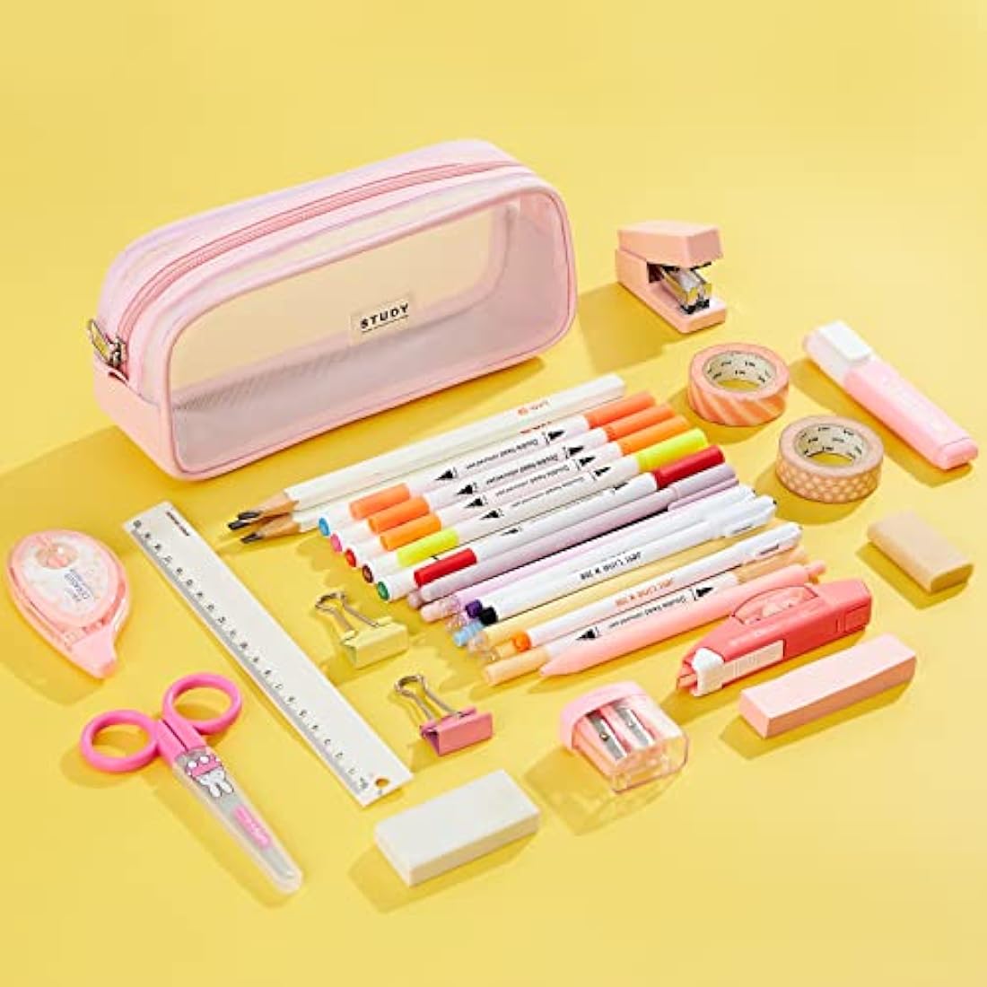 KALIDI Clear Pencil Case Large Pen Bag Stationery Pouch Cosmestic Make up Bag for Student School College Office