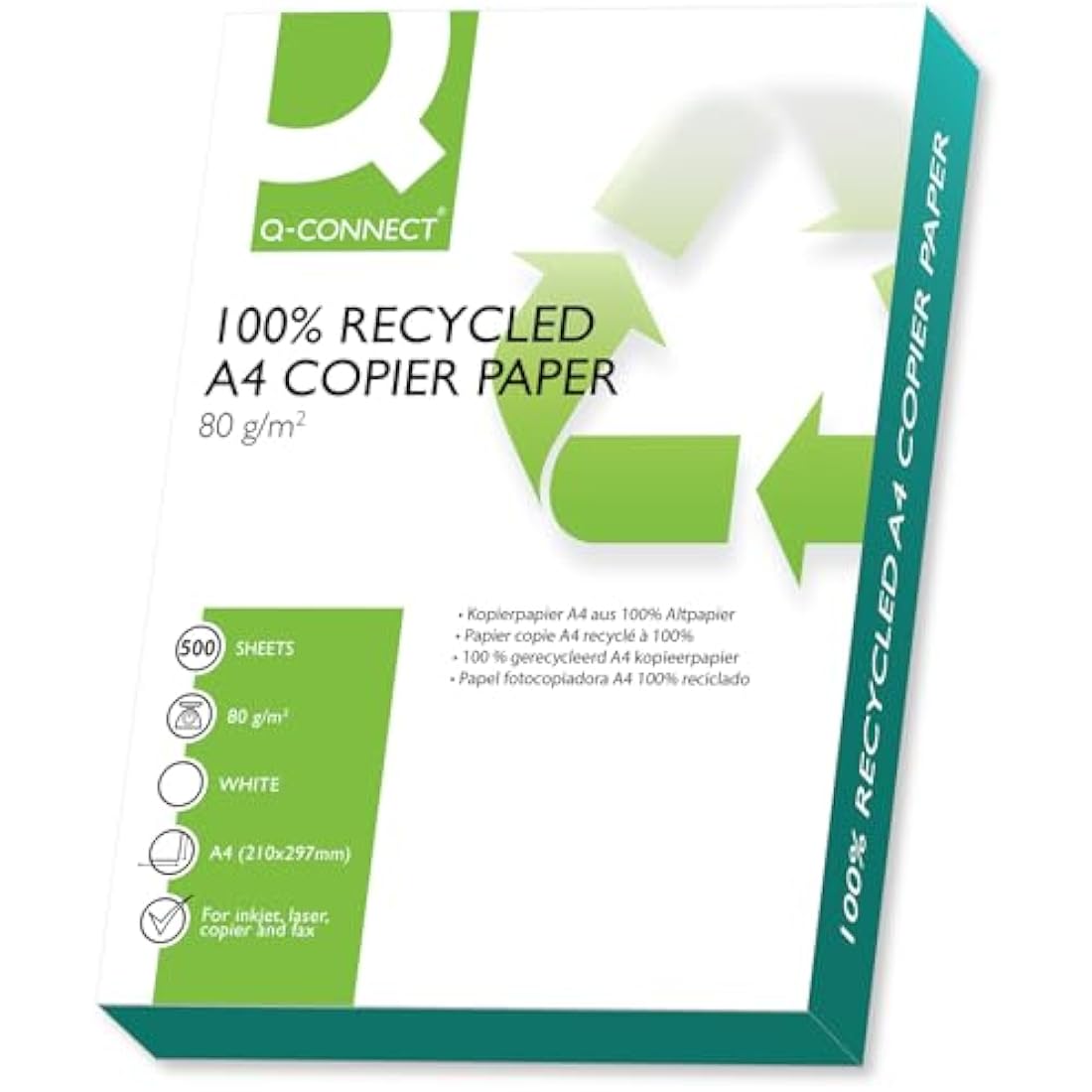 Q-Connect A4 Recycled Copier Paper 80gsm (2500 Sheets/5 Reams) KF01047