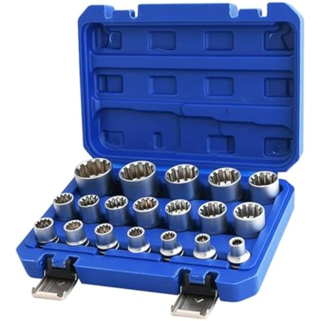 Spline Socket Set 1/2" Drive Universal Metric 8-32mm 12-Point Cr-V Socket Kit 19pcs