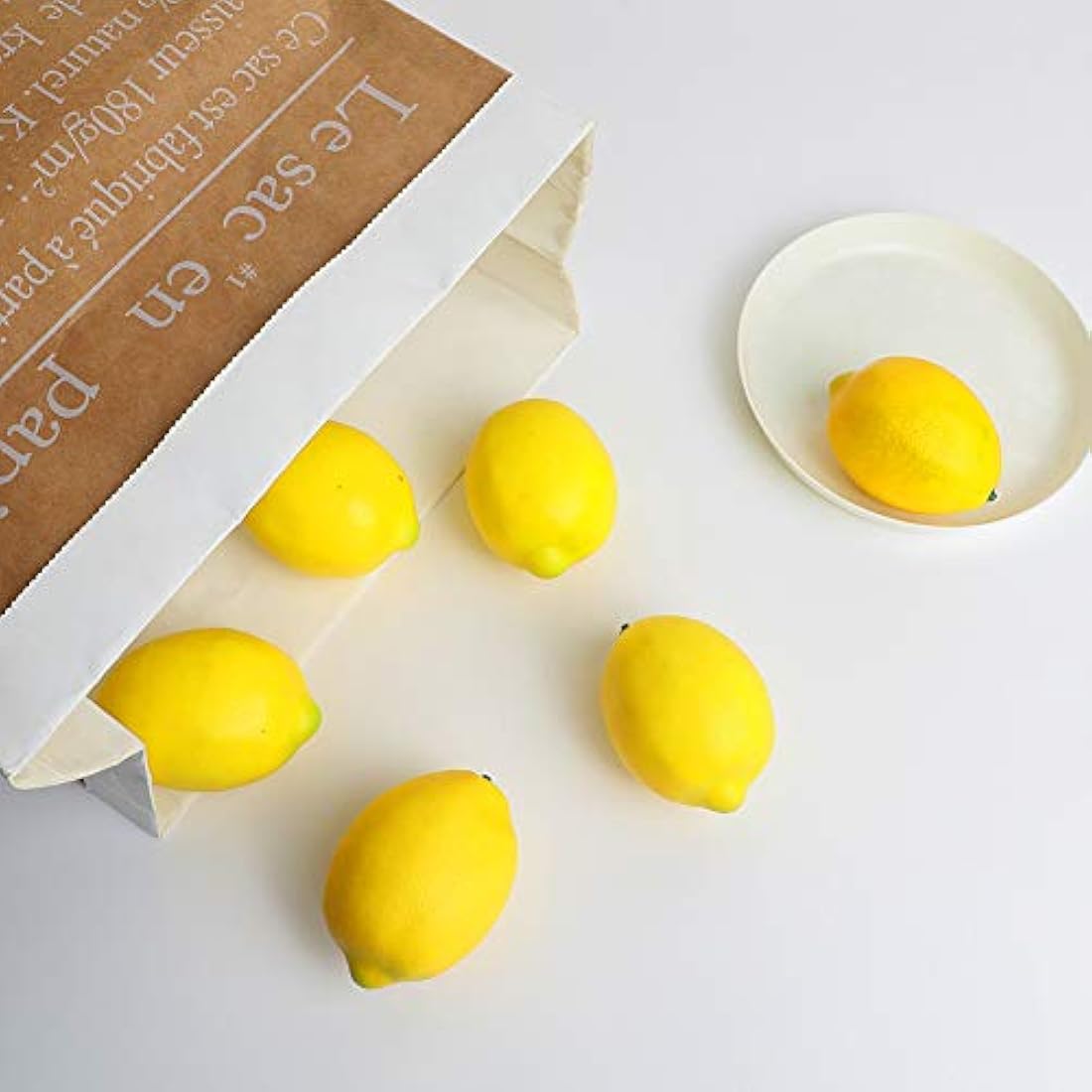 Veryhome 6pcs Artificial Lemon Fake Fruit Plastic Food For Home House Kitchen Party Decoration Festival Display Lifelike (Yellow Lemon, 6pcs)