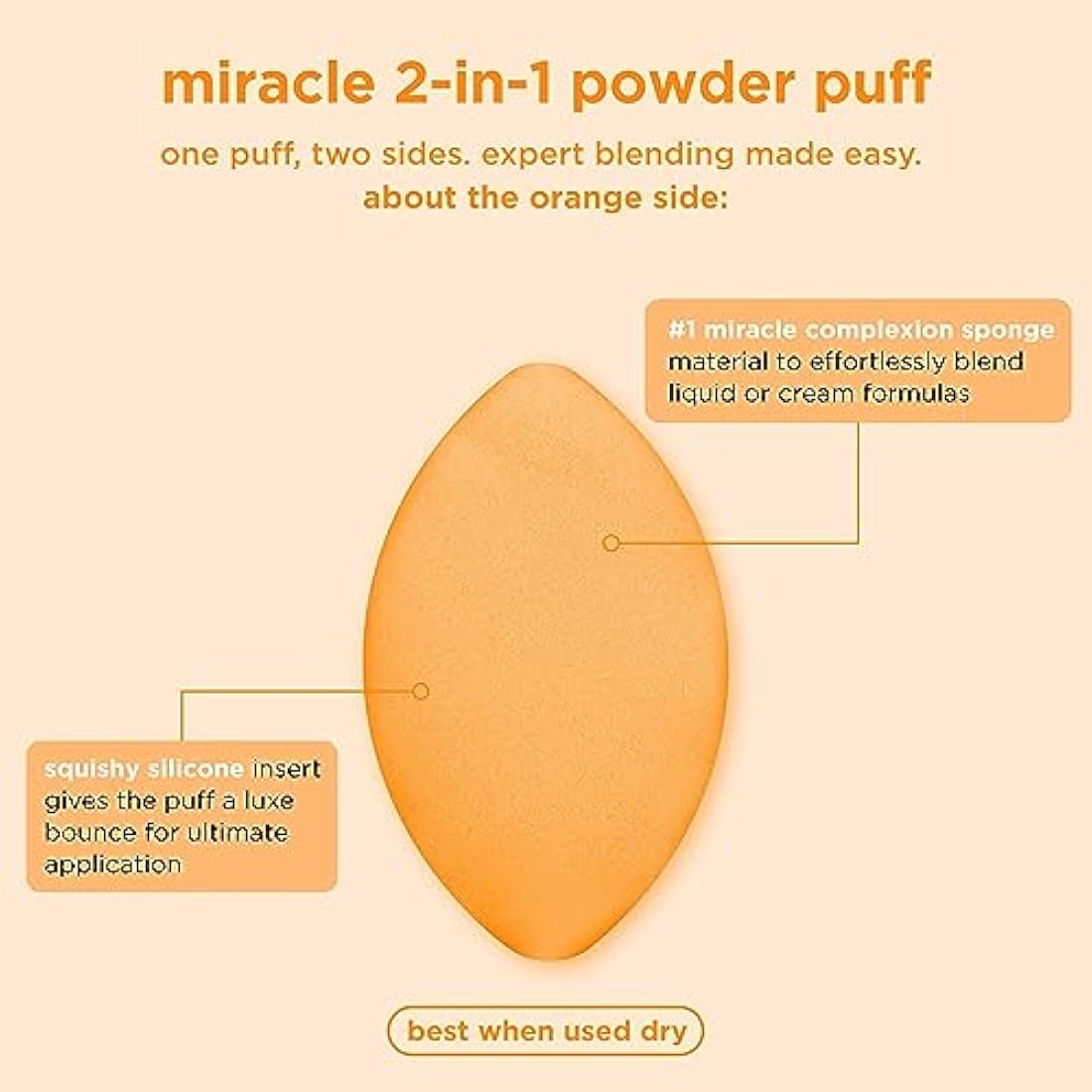 Real Techniques Miracle 2-In-1 Powder Puff, Dual-Sided, Full-Size Makeup Blending Puff, Reversible Elastic Band, Precision Tip Makeup Sponge and Powder Puff, For Liquid, Cream and Powder, 1 Count