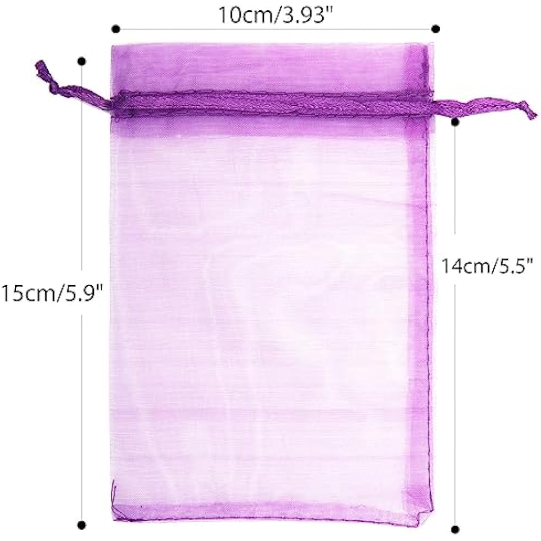 G2PLUS Purple Organza Gift Pouches, 10x15 CM Medium Organza Favour Bags, 100 PCS Wedding Jewelry Bags, Clear Mesh Pouches Perfect for Wedding, Christmas, Birthday, Anniversary