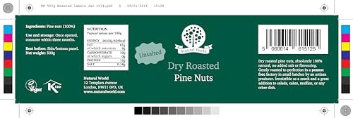Nutural World - Dry Roasted Whole Pine Nuts - Unsalted (500g)