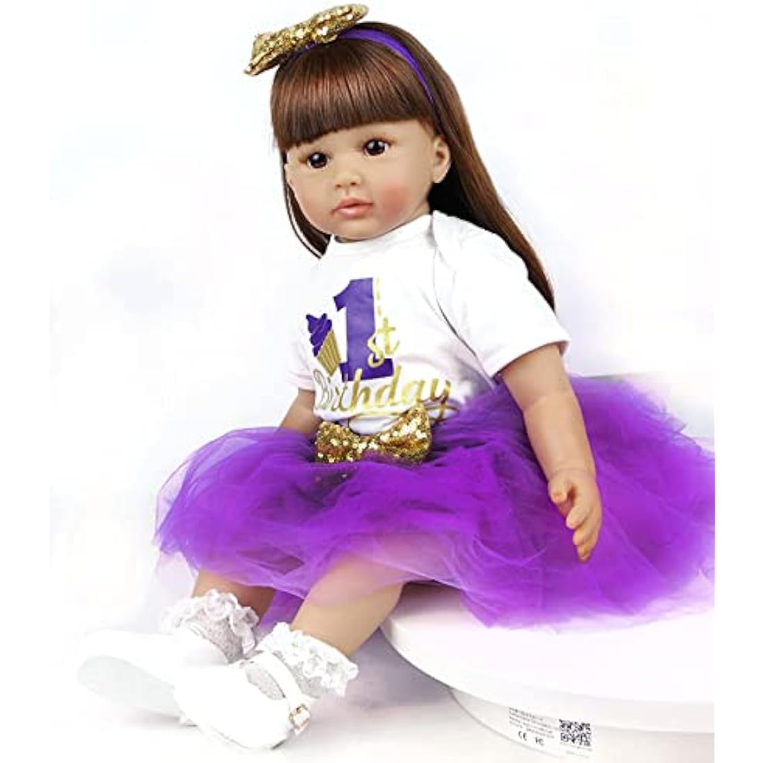 ZIYIUI Reborn 24 inch Realistic Baby Dolls - Vinyl Soft Silicone Newborns in Purple Dress - Boy and Girl Toys
