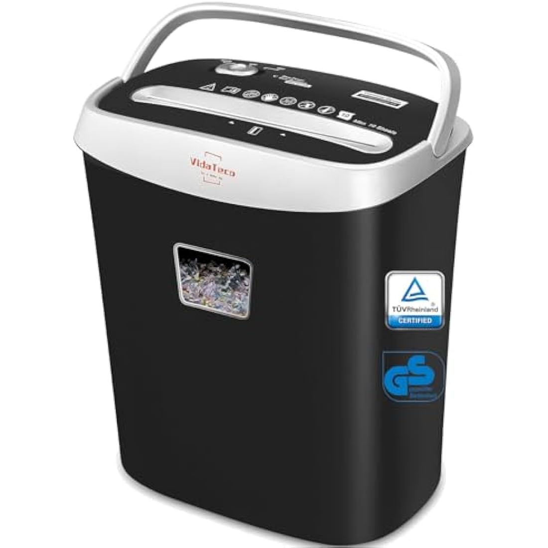 VidaTeco10-Sheet Home Shredder, Cross-Cut Paper Shredder Shreds Paper/Card/Staple/Clip Small Office Shredder Machine, High Security Level P-4 Jam Proof System 15L Liftout Basket