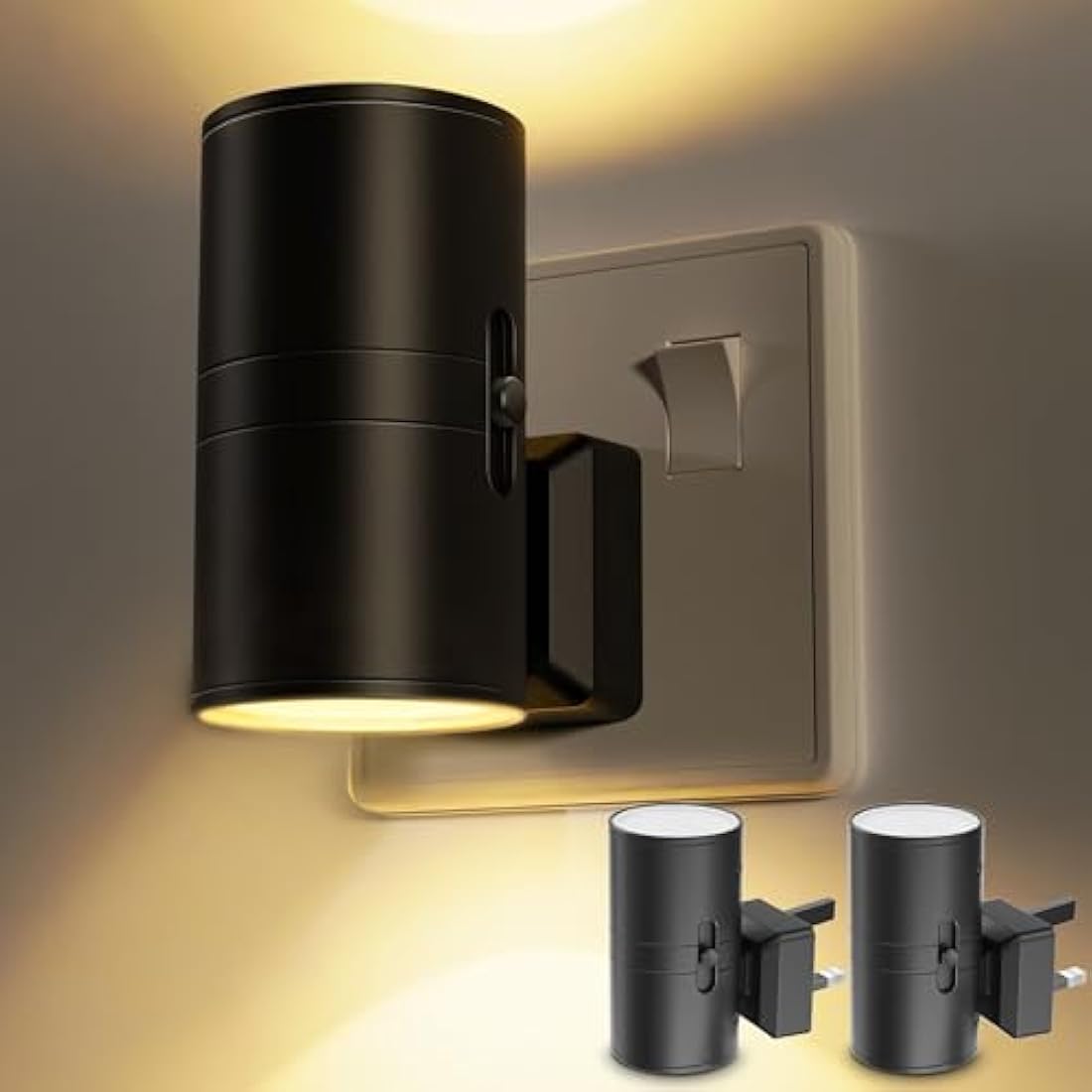 LOHAS-LED Night Light Plug in Wall, Plug in Night Light for Hallway, Dusk to Dawn Nightlight, Dimmable Nightlight 0-100LM, Warm White Light 3000K, Plug Light for Bedroom Bathroom Stair Toddler, 2 Pack