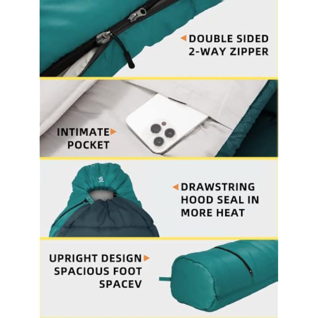 Bessport Sleeping Bag, 4 Seasons 0°C Sleeping Bag, Small Pack Size & Ultralight Outdoor Sleeping Bag, Mummy Sleeping Bag for Camping, Travel, Outdoor and Tent