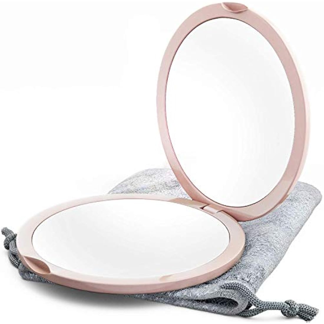 Magnifying Compact Mirror for Purses, 1x/10x Magnification – Double Sided Travel Makeup Mirror, 4 Inch Small Pocket or Purse Mirror. Distortion Free Folding Portable Compact Mirrors (Millennial Pink)