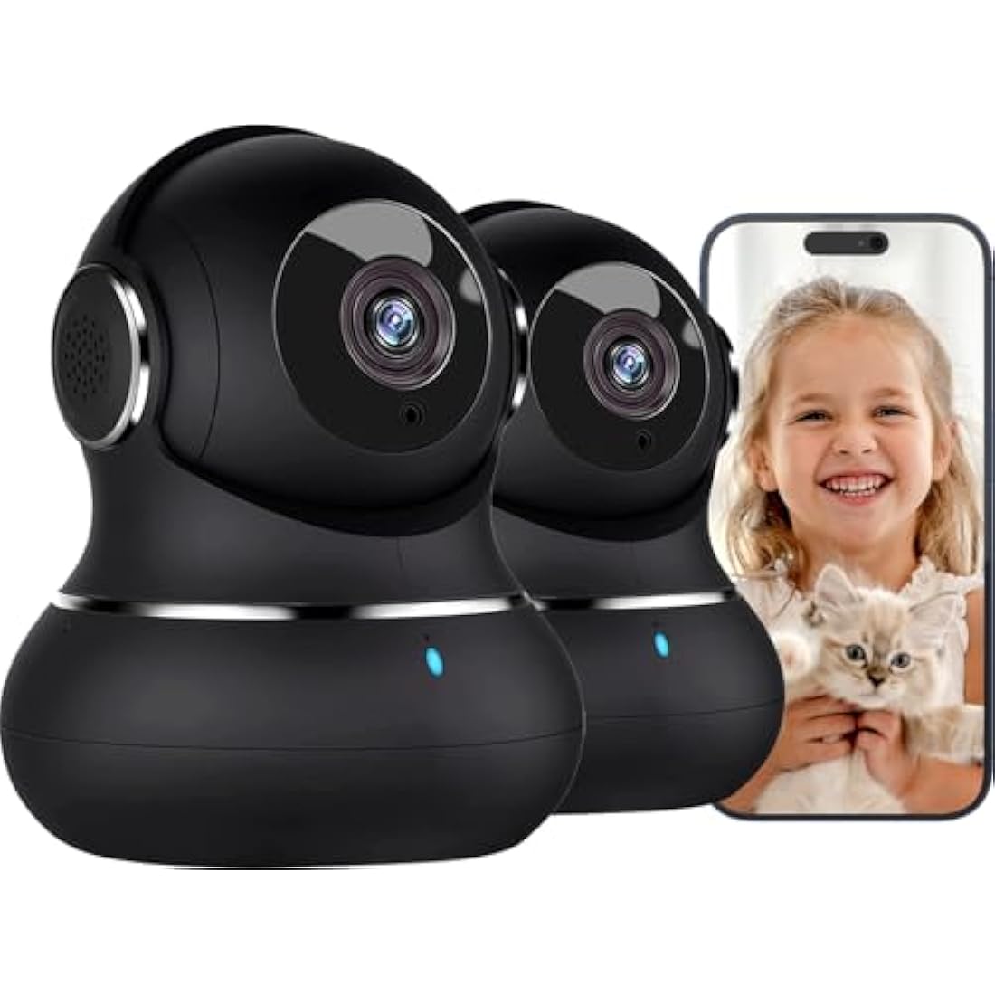 litokam Camera, 2K Indoor Camera with 360° Auto Tracking, Pet Camera with Motion Detection, IR Night Vision, 2-Way Audio, WiFi Camera for Nanny/Baby Monitor, Wireless Camera Work with Alexa, 2 Pack