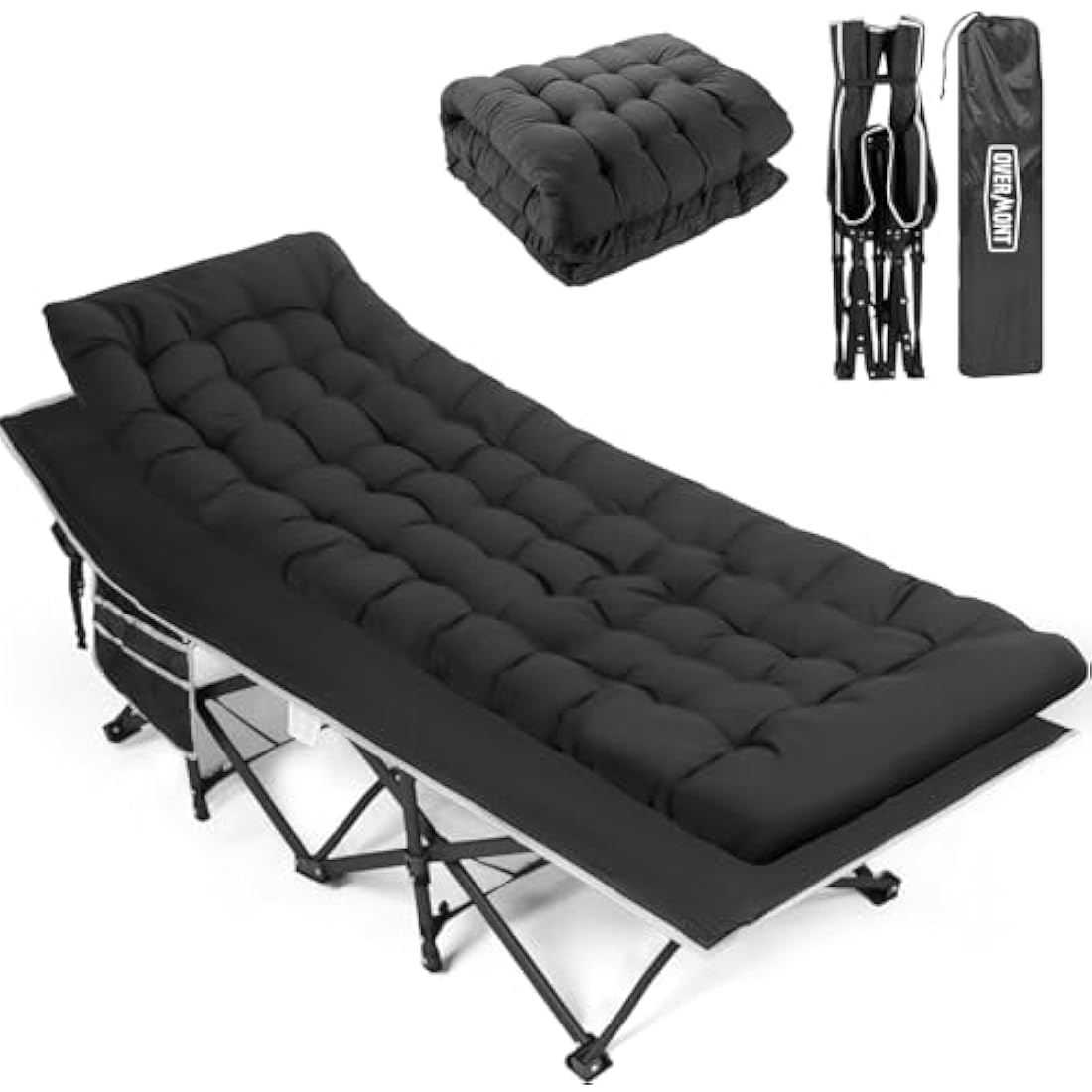OVERMONT Oversized Folding Camping Bed for Adults,75 * 28" Extra Wide,2400D Oxford fabric,550lbs Load Capacity,Heavy Duty Sleeping Beds with Carry Bag, Portable Travel Camp Beds