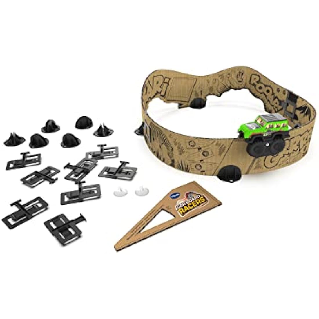 VTech Car-Board Racers Starter Set, Cardboard Race Track for Kids, Car Playset with Included 4x4 Vehicle, For Children age 5, 6, 7 + Years, English Version