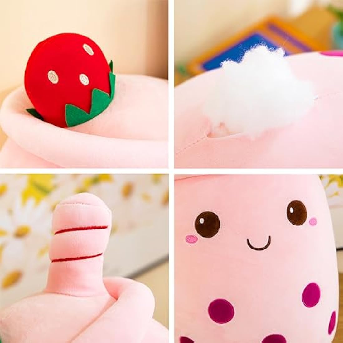 Bubble Tea Plush Pillows, Cute Boba Plushies Soft Toys Giant Stuffed Animal Pillow for Boba Lovers (Brown, 24cm)