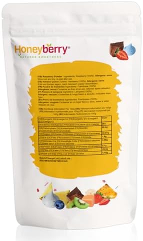 Freeze Dried Raspberry Powder 250g - Finely Milled Fruit Powder - 100% Pure and Natural, No Added Sugar or Preservatives Dehydrated Ground Raspberries for Baking, Smoothies, Desserts, Icing, Frosting