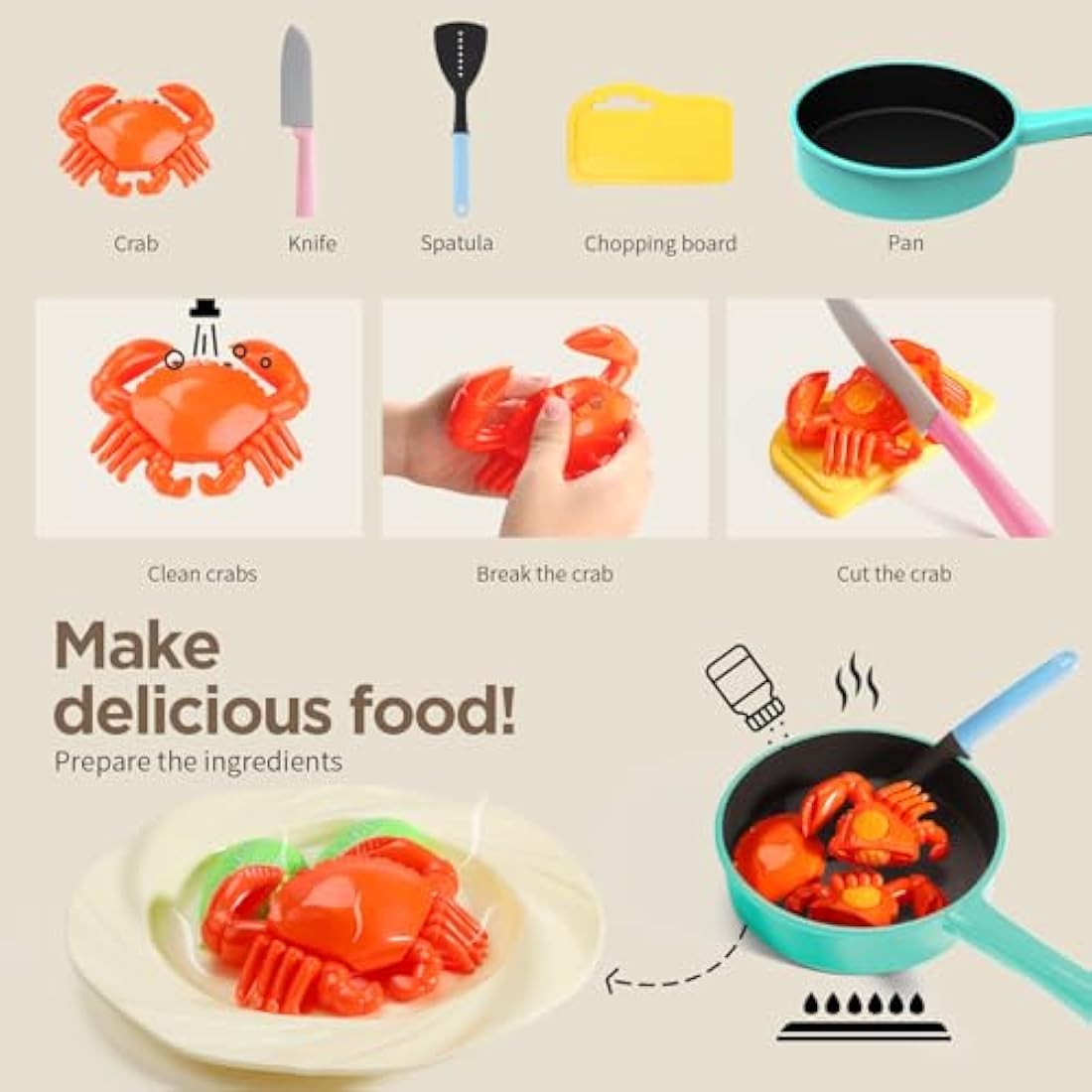 GILOBABY Kitchen Pretend Toy, Role Play Cutting Fruit Food Toy & Cookware Pot & Pan Set, Educational Gift Toy for Kid Girl Boy Toddler Age 3,4,5,6,7,8, Cooking Utensil Vegetable Toy for Children