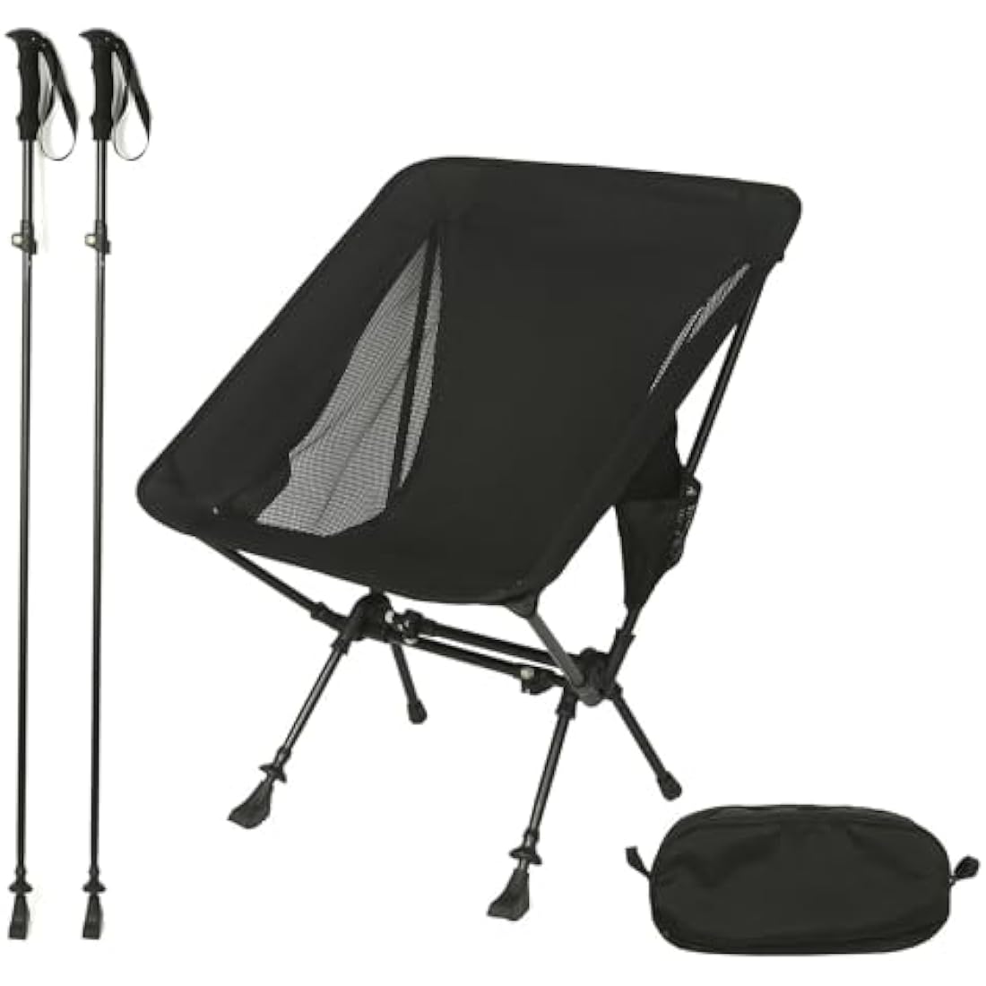 ROCK CLOUD Portable Camping Chair Ultralight Folding Chairs and Trekking Pole 2 in 1 for Outdoor Camp Hiking Backpacking Lawn Beach Sports