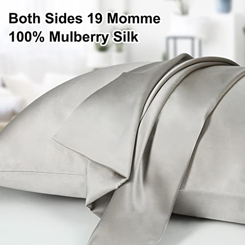tenn well 2 Pack Mulberry Silk Pillowcase for Hair and Skin, Both Sides 100% Pure Silk Pillowcase 19 Momme Soft Smooth Pillow Case with Hidden Zipper