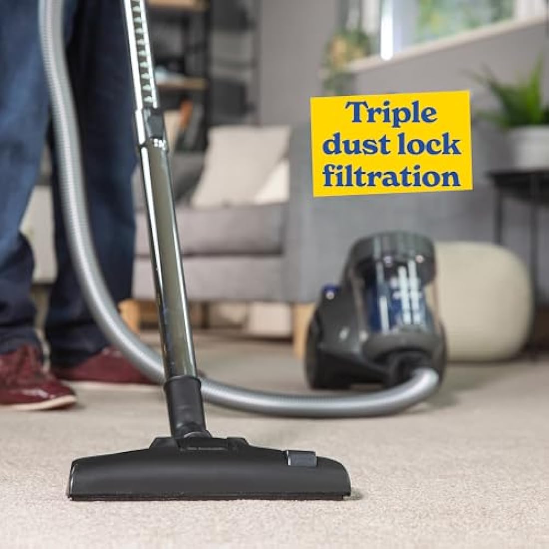 Russell Hobbs Cylinder Vacuum Cleaner ATLAS2 2.5 Litre Grey & Blue with 3 in 1 Multi-Tool, Triple Dust Lock 700W High Efficiency Motor, 2 Year Guarantee RHCV3101