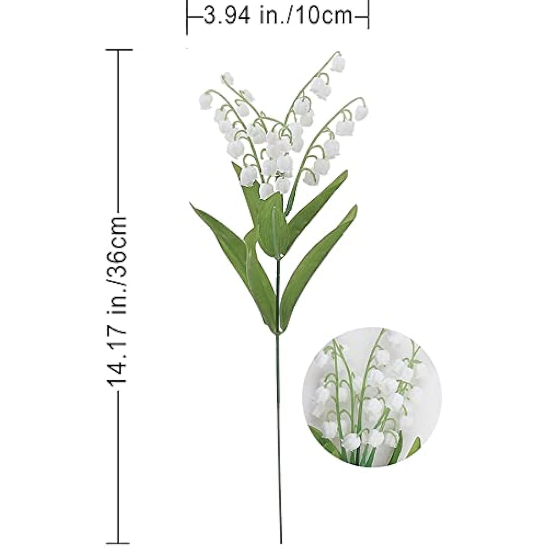 OUKEYI 12 artificial flowers of lily of the valley, Lily of The Valley Plastic Flower ，Outdoor Bridal Wedding Bouquet for Home Garden Party Wedding Decoration (White)